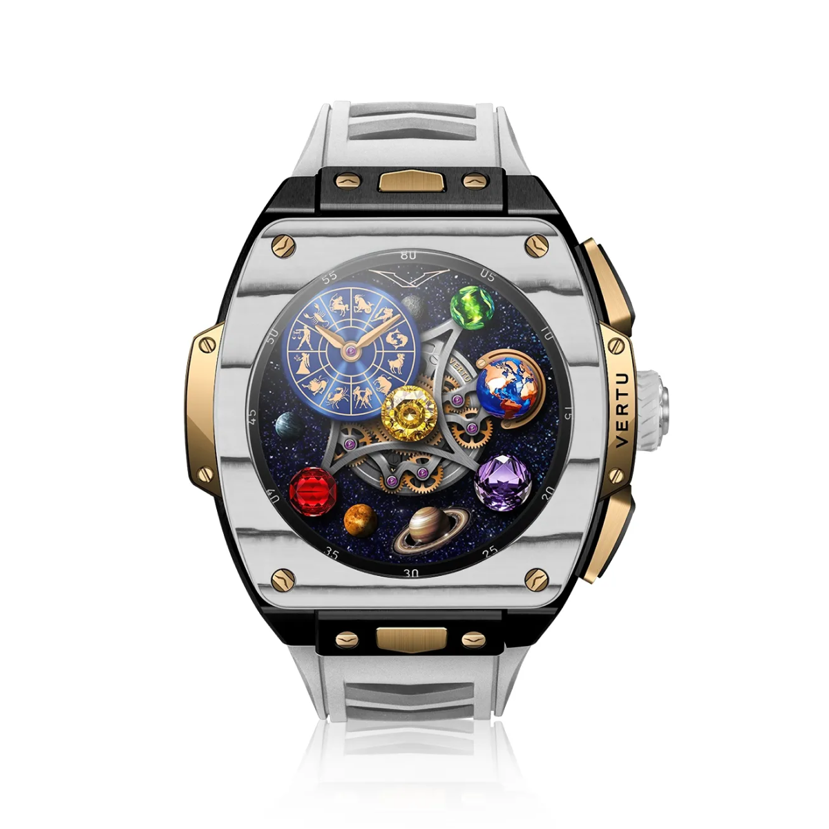 S1 Finished Set Bespoke Gold Black And White Carbon Fiber White Strap 736c7b27428a4f36b783f6b5f706a872