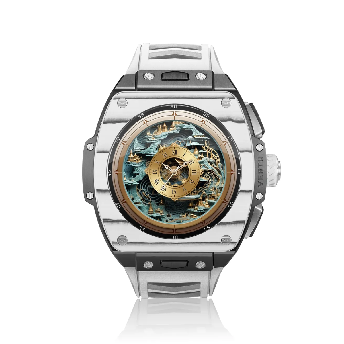 Watch S1 Finished Set  Black And White Carbon Fiber  White Strap 95f4e0e555c14f2a9e54e7fd615b86db